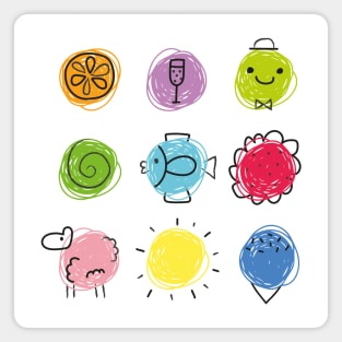 Circle kids' doodles Magnet